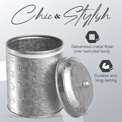 Amici Home Puppy Paws Galvanized Metal Food Canister (7CDI071) in Saudi Arabia