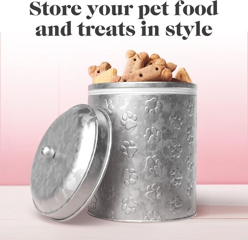 Amici Home Puppy Paws Galvanized Metal Food Canister (7CDI071) in Saudi Arabia