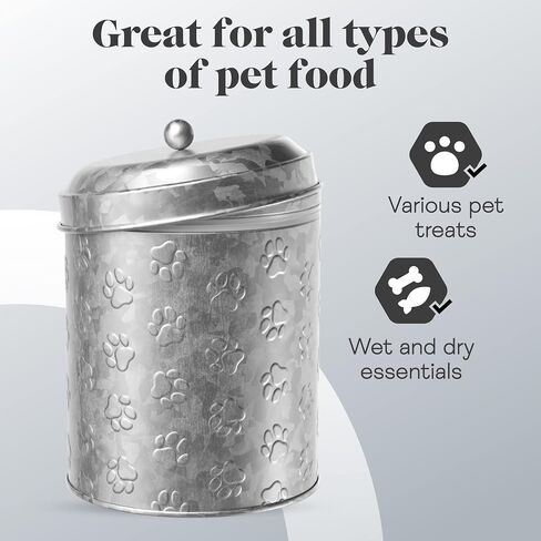 Amici Home Puppy Paws Galvanized Metal Food Canister (7CDI071) in Saudi Arabia