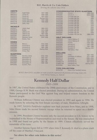 هو. Harris & Co. US John F. Kennedy Half Dollar Coin Folder 1985 - 1999 #2697 in Kuwait