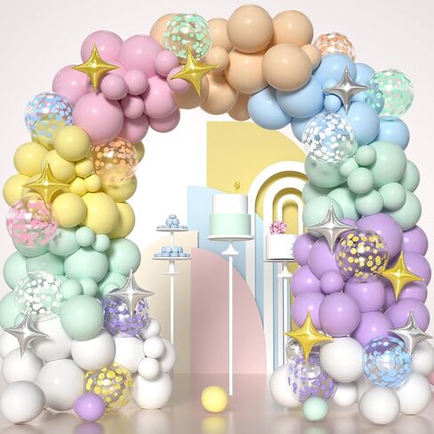 182pcs باستيل البالون أغطية أكياس ديزي بالون جارلاند جارلاند رنك باستيل باستيل قوس مع 260 بالونات وبالونات الزهور لحفل زفاف عيد ميلاد in Kuwait