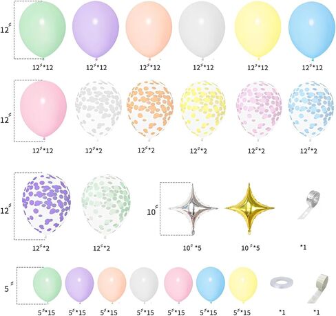 182pcs باستيل البالون أغطية أكياس ديزي بالون جارلاند جارلاند رنك باستيل باستيل قوس مع 260 بالونات وبالونات الزهور لحفل زفاف عيد ميلاد in Kuwait