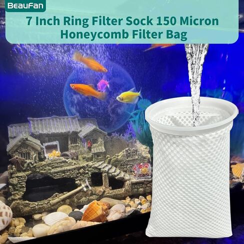 7 Inch 20 Pack 150 Micron Honeycomb Filter Socks for Fish Tank, Aquarium Filter Sock 3D Honeycomb Design Filter Sock, Aquarium Filter Bags for Saltwater in Kuwait