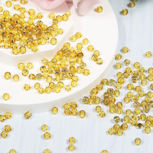 4mm Silver Lined Gold Color Seed Beads 50gram About 650pcs, 6/0 Seed Beads for Making Bracelet Earring Necklace Jewelry in Kuwait