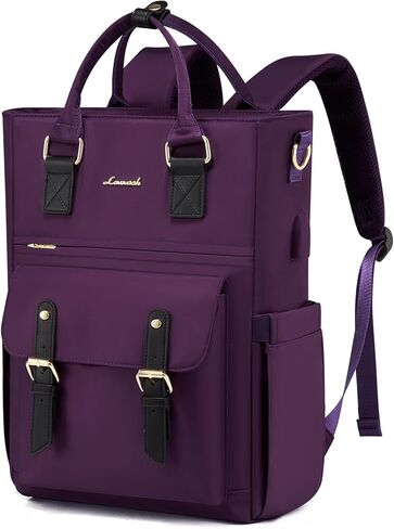 حقائب الظهر المحمول القابلة للتحويل LoveVook للنساء ، حقائب الظهر على ظهر حقيبة الظهر 15.6 بوصة مع ميناء شحن USB ، حقيبة كلية كبيرة للممرضات ، الأرجواني/الأسود in Kuwait