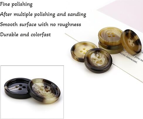 10 PCS 4 ثقوب أزرار راتنجات النمط الراتنج Flatback Flatback النتائج المفضلة للأزرار الأساسية لفنون الملابس الحرف المشاريع ديني ديكورز ملحقات الخياطة (11#القهوة ، 15 مم) in Kuwait