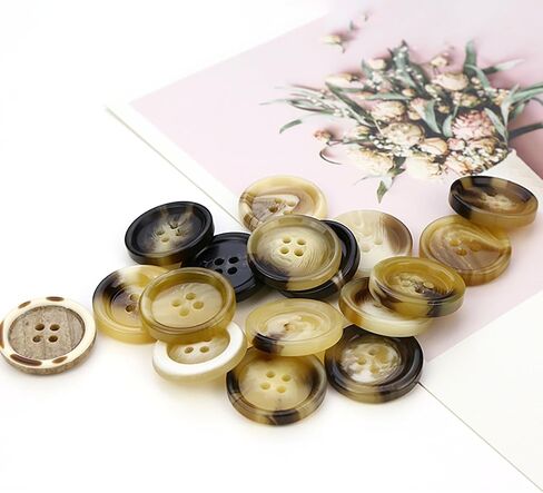 10 PCS 4 ثقوب أزرار راتنجات النمط الراتنج Flatback Flatback النتائج المفضلة للأزرار الأساسية لفنون الملابس الحرف المشاريع ديني ديكورز ملحقات الخياطة (11#القهوة ، 15 مم) in Kuwait