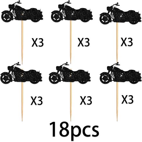 18pcs Black Silhouette Silhouette Glitter Cupcake Topper for Race Car Racing Sport in Saudi Arabia