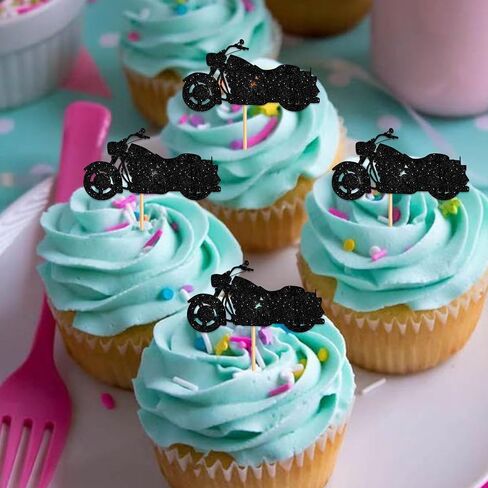 18pcs Black Silhouette Silhouette Glitter Cupcake Topper for Race Car Racing Sport in Saudi Arabia