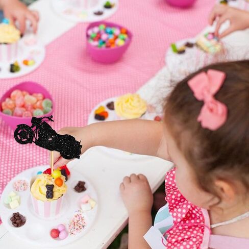 18pcs Black Silhouette Silhouette Glitter Cupcake Topper for Race Car Racing Sport in Saudi Arabia