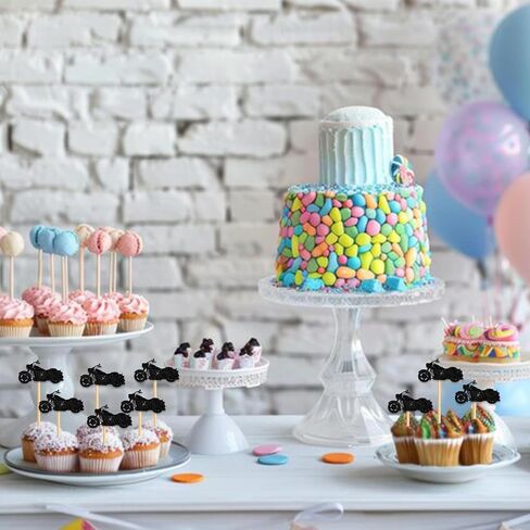 18pcs Black Silhouette Silhouette Glitter Cupcake Topper for Race Car Racing Sport in Saudi Arabia