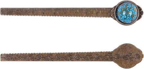 Wisdompro 2 PCS Metal Longmark ، Retro Vintage Book Book Mark Ruler مع زهرة مجففة ، معبأة في صندوق هدايا - هدية مثالية للأطفال والطلاب والمعلمين ومحبي الكتب - Blue & Purple in Kuwait