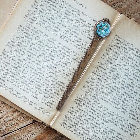 Wisdompro 2 PCS Metal Longmark ، Retro Vintage Book Book Mark Ruler مع زهرة مجففة ، معبأة في صندوق هدايا - هدية مثالية للأطفال والطلاب والمعلمين ومحبي الكتب - Blue & Purple in Kuwait