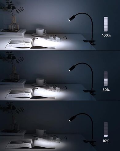 JHD LED Desk Lamp with Clamp - Adjustable 3 Color Modes 10 Brightness Level Table Lamp, USB Eye Caring Flexible Gooseneck Desk Light for Home Office, Dorm Room, Reading, Nail, Clip On Light, Black in Saudi Arabia