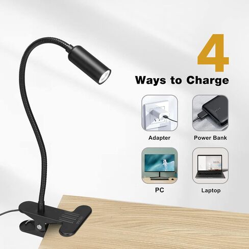 JHD LED Desk Lamp with Clamp - Adjustable 3 Color Modes 10 Brightness Level Table Lamp, USB Eye Caring Flexible Gooseneck Desk Light for Home Office, Dorm Room, Reading, Nail, Clip On Light, Black in Saudi Arabia