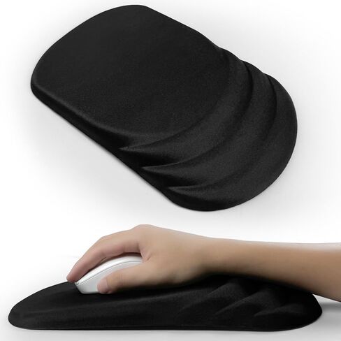 Ergonomic Mouse Pad Wrist Support，Wrist Rest Mouse pad for Carpal Tunnel Pain Relief with Memory Foam&Non-Slip PU Base, Mouse Pads for Wireless Mouse & Desk (12x8 inch,Black) in Kuwait
