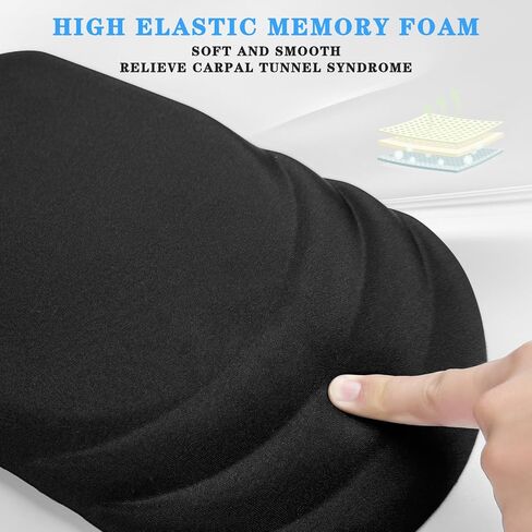 Ergonomic Mouse Pad Wrist Support，Wrist Rest Mouse pad for Carpal Tunnel Pain Relief with Memory Foam&Non-Slip PU Base, Mouse Pads for Wireless Mouse & Desk (12x8 inch,Black) in Kuwait