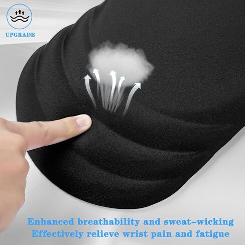 Ergonomic Mouse Pad Wrist Support，Wrist Rest Mouse pad for Carpal Tunnel Pain Relief with Memory Foam&Non-Slip PU Base, Mouse Pads for Wireless Mouse & Desk (12x8 inch,Black) in Kuwait