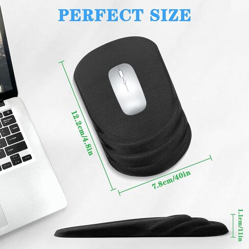 Ergonomic Mouse Pad Wrist Support，Wrist Rest Mouse pad for Carpal Tunnel Pain Relief with Memory Foam&Non-Slip PU Base, Mouse Pads for Wireless Mouse & Desk (12x8 inch,Black) in Kuwait