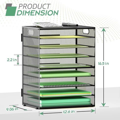 9-Tier Paper Organizer Letter Tray with Handle, Mesh File Organizer Paper Sorter Holder, Desk Organizer for Office Home School, Black in Saudi Arabia