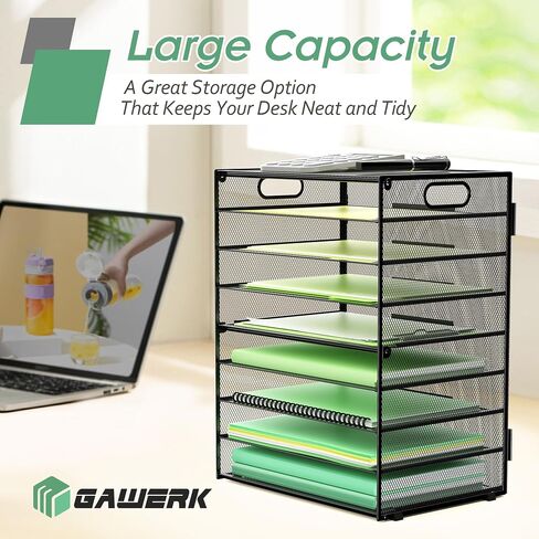 9-Tier Paper Organizer Letter Tray with Handle, Mesh File Organizer Paper Sorter Holder, Desk Organizer for Office Home School, Black in Saudi Arabia