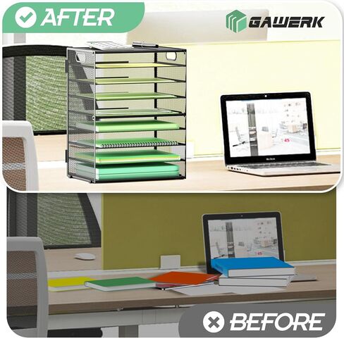 9-Tier Paper Organizer Letter Tray with Handle, Mesh File Organizer Paper Sorter Holder, Desk Organizer for Office Home School, Black in Saudi Arabia