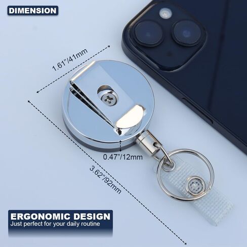 2 Pack-Heavy Duty Retractable Badge Holder Reel,Retractable ID Badge Reel with Reinforced Belt Clip Strap Key Ring,25.2" Stainless Steel Cord for Name Card Keychain Badge Holder Metal Case by BETOOM in Saudi Arabia