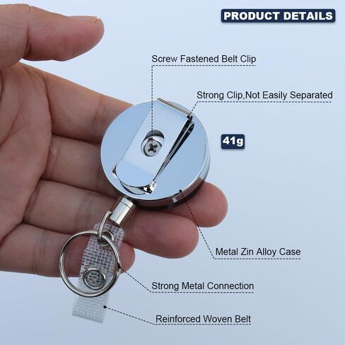 2 Pack-Heavy Duty Retractable Badge Holder Reel,Retractable ID Badge Reel with Reinforced Belt Clip Strap Key Ring,25.2" Stainless Steel Cord for Name Card Keychain Badge Holder Metal Case by BETOOM in Saudi Arabia