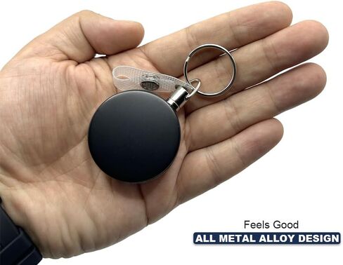 2 Pack-Heavy Duty Retractable Badge Holder Reel,Retractable ID Badge Reel with Reinforced Belt Clip Strap Key Ring,25.2" Stainless Steel Cord for Name Card Keychain Badge Holder Metal Case by BETOOM in Saudi Arabia