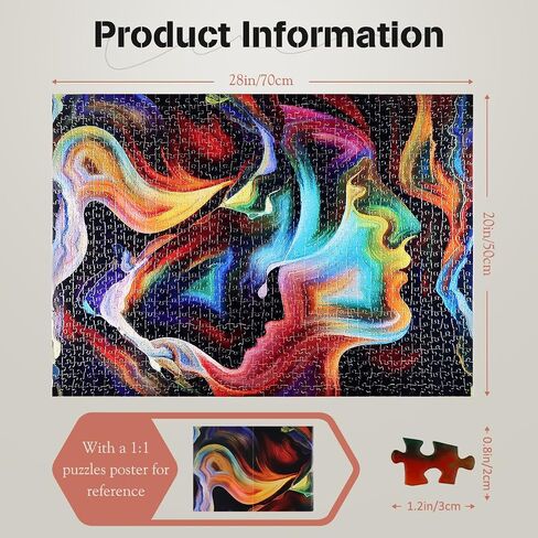 MISITU 1000 Pieces Jigsaw Puzzles for Adults 28 x 20 Inches Art Jigsaw Puzzles Difficult Adults Puzzles Challenging 1000 Pieces Puzzles Birthday Graduation Home Decoration Abstract Face Puzzles in Kuwait