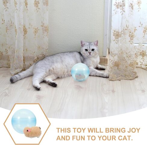 ibasenice 2pcs Interactive Cat Toy Running Ball, Electronic Hamster Ball for Cats, Automatic Teaser, Multi-Color, 9.44x4.72inch in Saudi Arabia