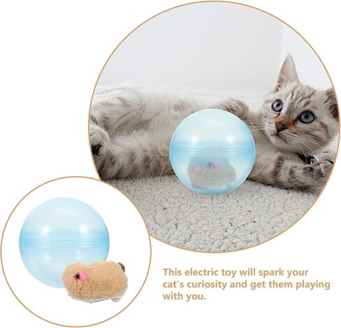 ibasenice 2pcs Interactive Cat Toy Running Ball, Electronic Hamster Ball for Cats, Automatic Teaser, Multi-Color, 9.44x4.72inch in Saudi Arabia