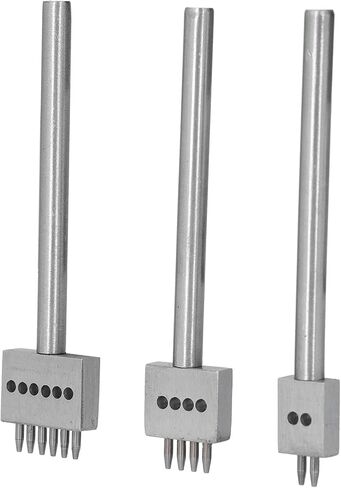 EVTSCAN 3Pcs Leather Pricking Irons Set, with 2/4/6 Prong, Round Punch Chisel for Hand Stitching, Lacing and Decorative Effects, for Leathercraft Projects(6mm) in Kuwait