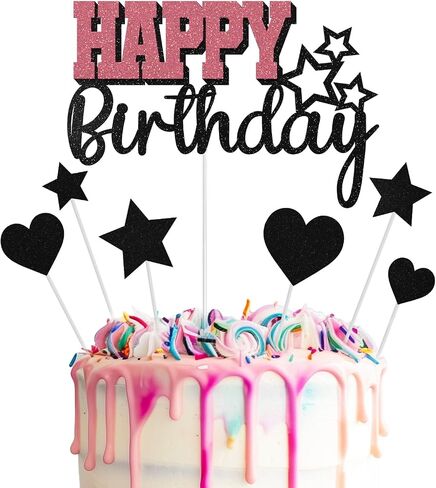 Happy Birthday Cake Toppers, Blue Silver Birthday Cake Topper for Men Women Boys Girls, Birthday Party Glitter Cake Decorations Supplies for Him Her in Saudi Arabia