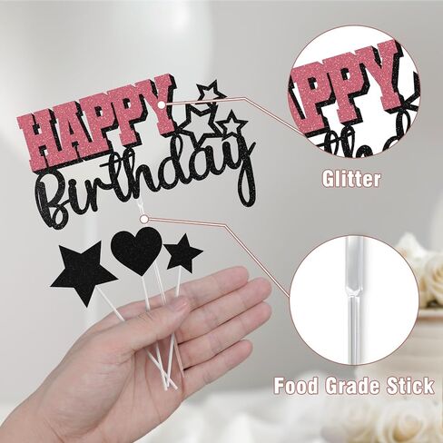 Happy Birthday Cake Toppers, Blue Silver Birthday Cake Topper for Men Women Boys Girls, Birthday Party Glitter Cake Decorations Supplies for Him Her in Saudi Arabia