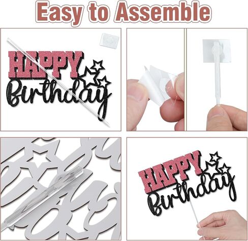 Happy Birthday Cake Toppers, Blue Silver Birthday Cake Topper for Men Women Boys Girls, Birthday Party Glitter Cake Decorations Supplies for Him Her in Saudi Arabia