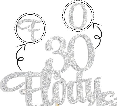 30 Flirty & Thriving Cake Topper, Cheers to 30 Years/30 & Fabulous Cake Decor, Happy 30th Birthday Anniversary Party Decorations Supplies, Gold Glitter in Kuwait