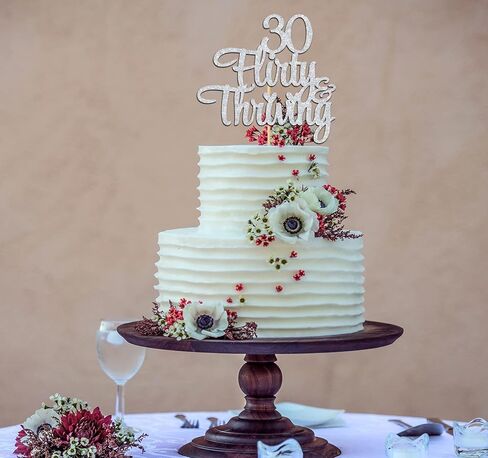 30 Flirty & Thriving Cake Topper, Cheers to 30 Years/30 & Fabulous Cake Decor, Happy 30th Birthday Anniversary Party Decorations Supplies, Gold Glitter in Kuwait