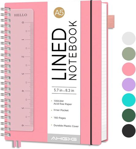 Lined Spiral Notebook 8.5" x 11", A4 Large Notebook Journal for Women Men, 110 Numbered Pages College Ruled Notebook, 100 GSM Paper, Waterproof Plastic Cover, for School Work Note Taking, Sage Green in Saudi Arabia