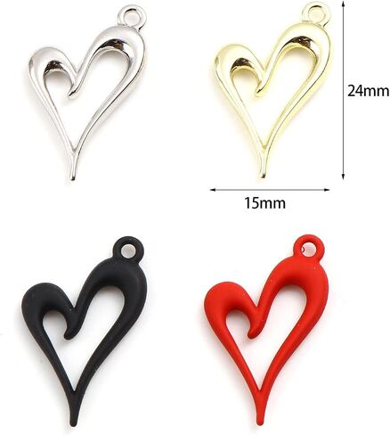 سحر ذهبي مطلي بـ 10pc عيد الحب سحر قلب الذهب لصالح مجوهرات سوار قلادة DIY ، 24 مم × 5 مم (1 "× 5/8") in Kuwait