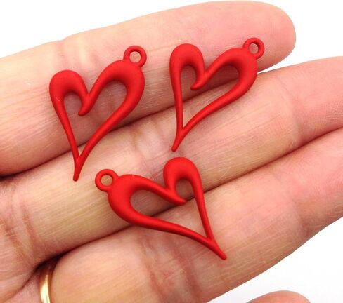 سحر ذهبي مطلي بـ 10pc عيد الحب سحر قلب الذهب لصالح مجوهرات سوار قلادة DIY ، 24 مم × 5 مم (1 "× 5/8") in Kuwait