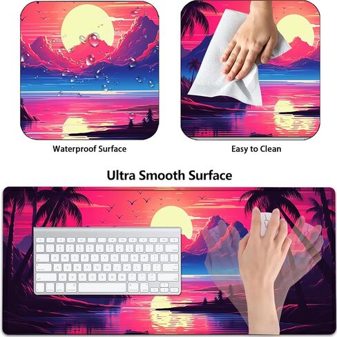 Large Gaming Mouse Pad+ Keyboard Wrist Rest Set, Ergonomics Memory Foam Mouse Mat Wrist Rest Suppor, Waterproof Extended Mousepad 31.5x11.8in, African American Women Black Girl Desk Pad in Kuwait