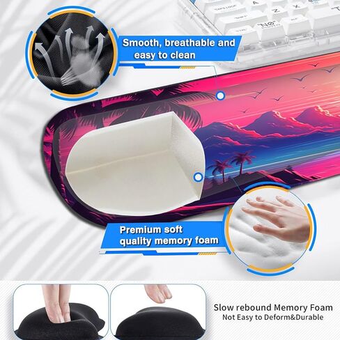 Large Gaming Mouse Pad+ Keyboard Wrist Rest Set, Ergonomics Memory Foam Mouse Mat Wrist Rest Suppor, Waterproof Extended Mousepad 31.5x11.8in, African American Women Black Girl Desk Pad in Kuwait
