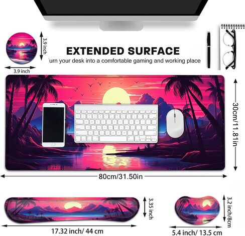 Large Gaming Mouse Pad+ Keyboard Wrist Rest Set, Ergonomics Memory Foam Mouse Mat Wrist Rest Suppor, Waterproof Extended Mousepad 31.5x11.8in, African American Women Black Girl Desk Pad in Kuwait