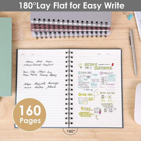 LABUK 6pcs Hardcover Spiral Notebook for Work, A5 Spiral Notebooks, 160 Pages 5.5x8.5in Small Journal for School and Gifts, Assorted Colors in Kuwait