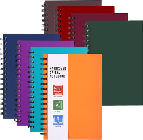 LABUK 6pcs Hardcover Spiral Notebook for Work, A5 Spiral Notebooks, 160 Pages 5.5x8.5in Small Journal for School and Gifts, Assorted Colors in Kuwait