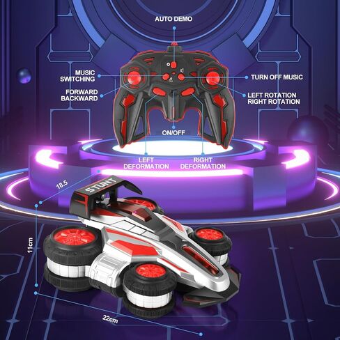 Remote Control Stunt Car, 360° Spin and Drift rc car,4WD Off-Road with Lights and Music, Upright Walking RC Cars, Stunt Deformation car Toys for Present for Ages 6-15 boy Girl in Saudi Arabia