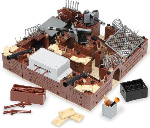Finger Rock WW2 Military Base Bunker Trench Building Set, 8 in 1 Army Battle Scenes with Fortresses, Anti-Aircraft Guns, Treatment Room and Penitentiary, Idea Gifts for Kids Adults 8+ (833pcs) in Saudi Arabia
