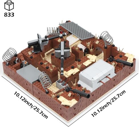 Finger Rock WW2 Military Base Bunker Trench Building Set, 8 in 1 Army Battle Scenes with Fortresses, Anti-Aircraft Guns, Treatment Room and Penitentiary, Idea Gifts for Kids Adults 8+ (833pcs) in Saudi Arabia