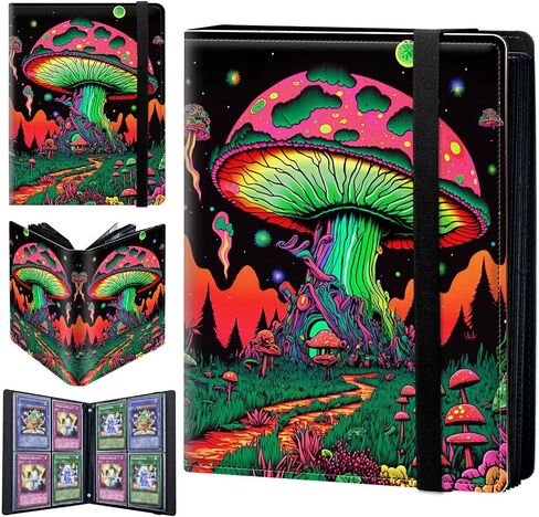 Card Binder 9 Pocket Trading Card Abrum Folder 900 Side Loading Binder Binder Card Card Binder with Mushrooms Pattern Design Card Binder لبطاقات اللعبة وبطاقات الألعاب الرياضية in Kuwait